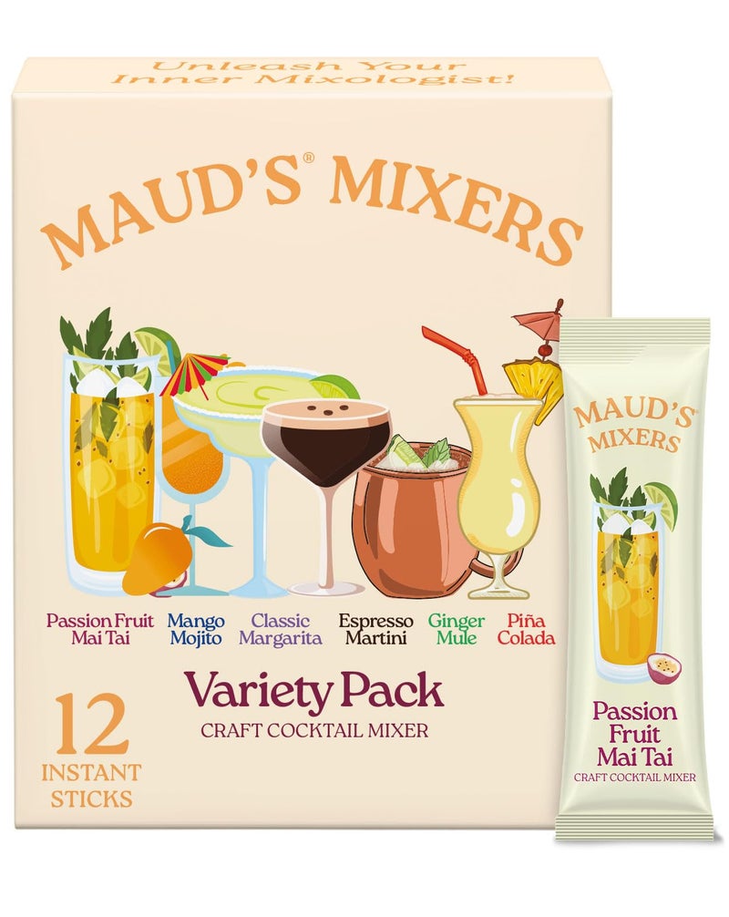 Maud's Mixers Variety Pack Cocktail Mix, 12 ct, Mocktail Non-Alcoholic Drinks - Made with Real Agave - Low Calorie, Low Sugar, Easy to Mix - Image 1